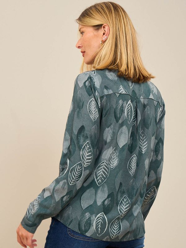 חולצת ויסקוזה דפוס עלים