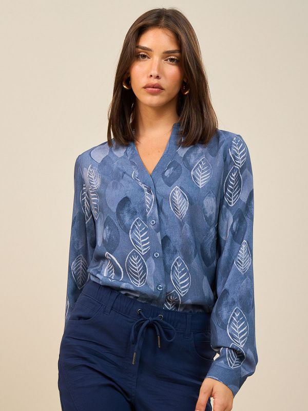 חולצת ויסקוזה דפוס עלים