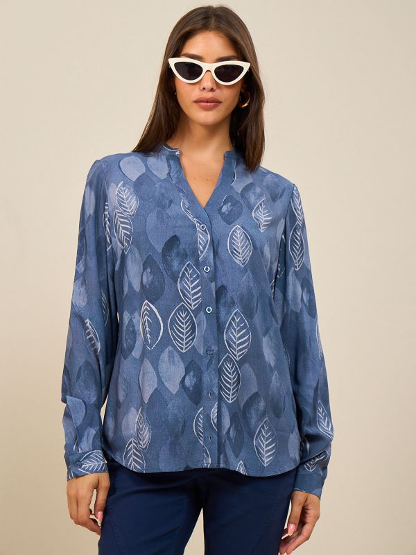 חולצת ויסקוזה דפוס עלים