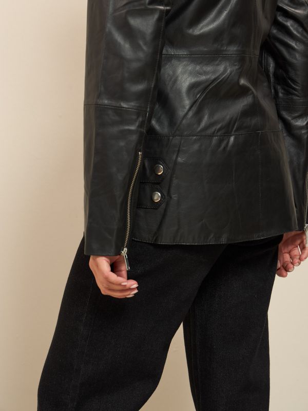 ז’קט עור אופנוענים ארוך