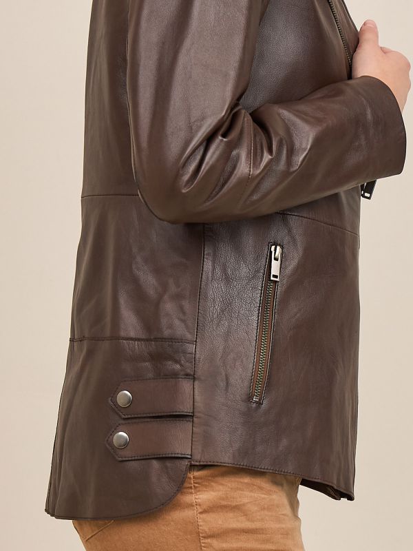 ז’קט עור אופנוענים ארוך