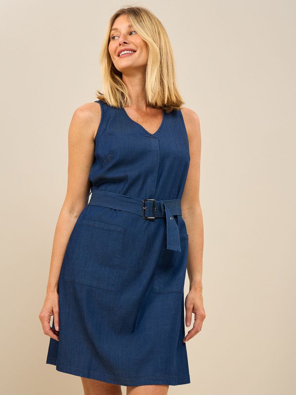 שמלת טנסל כיסים+חגורה