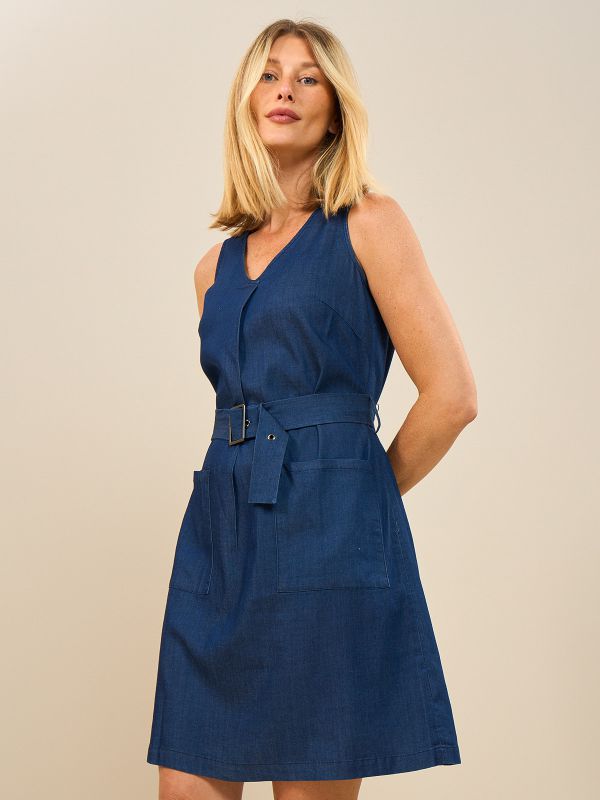 שמלת טנסל כיסים+חגורה