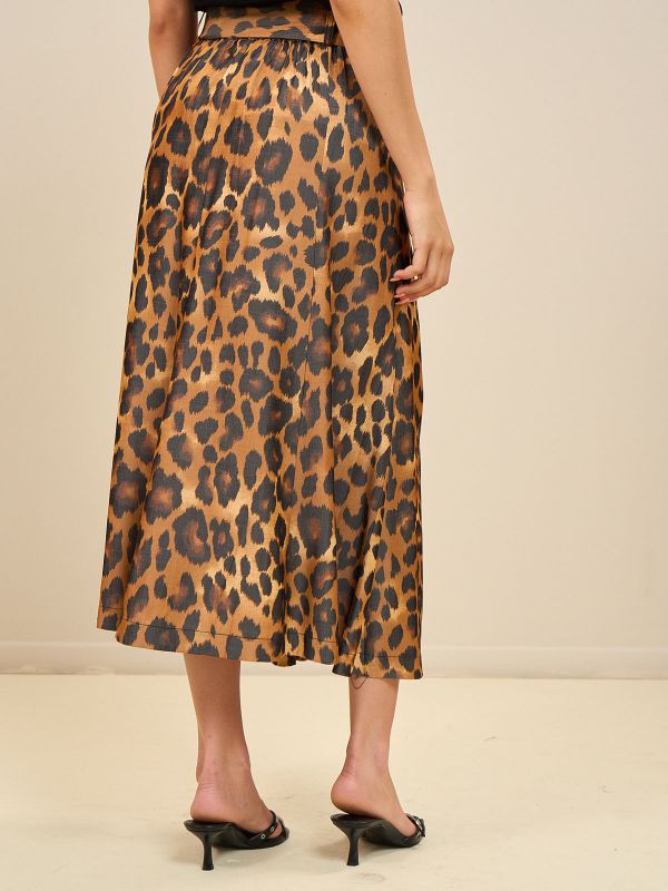 חצאית מודפסת מנומר +חגורה