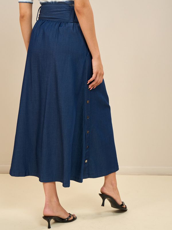 חצאית טנסל עם חגורה