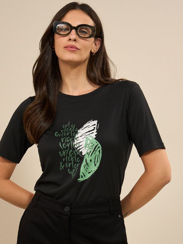 חולצת T ריב עם דפוס