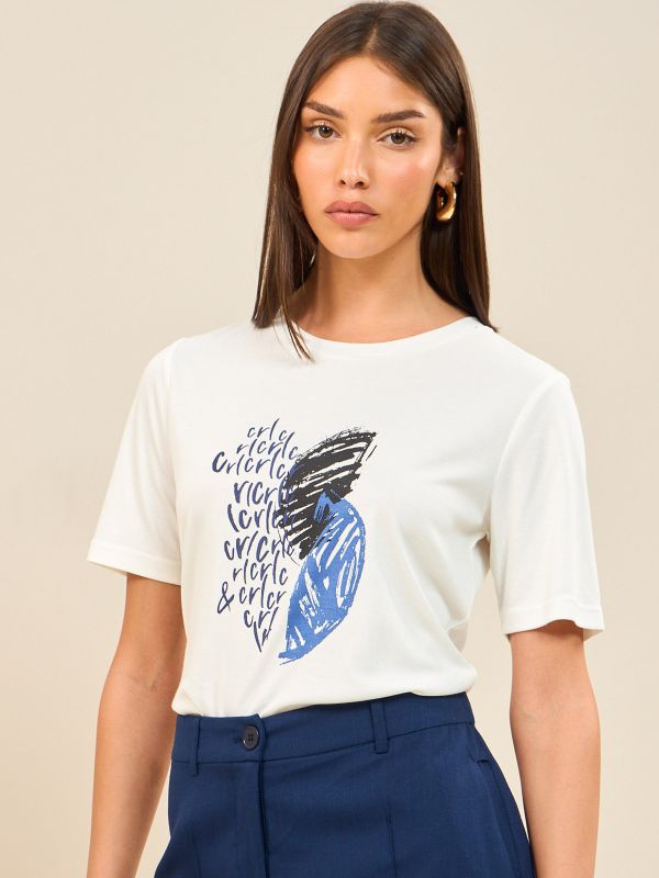 חולצת T ריב עם דפוס