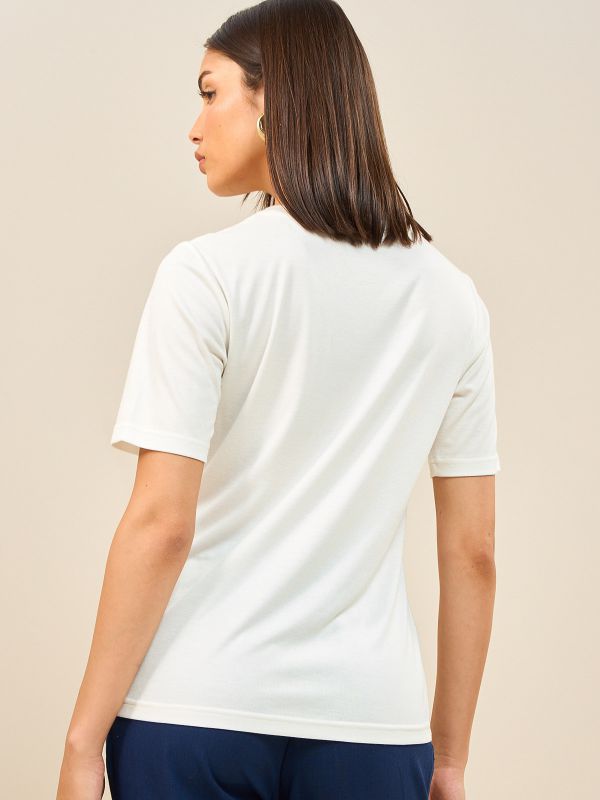 חולצת T ריב עם דפוס