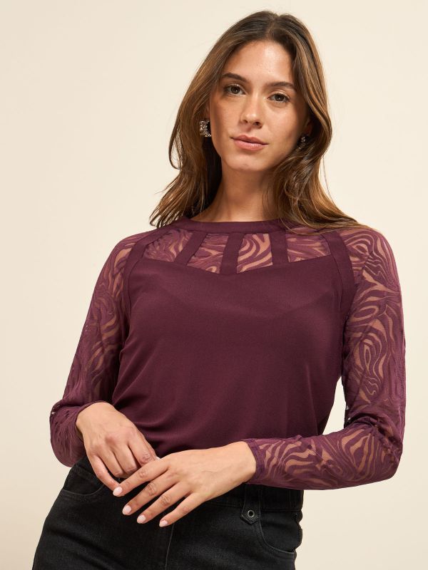 חולצת אלגנטית שילוב תחרה