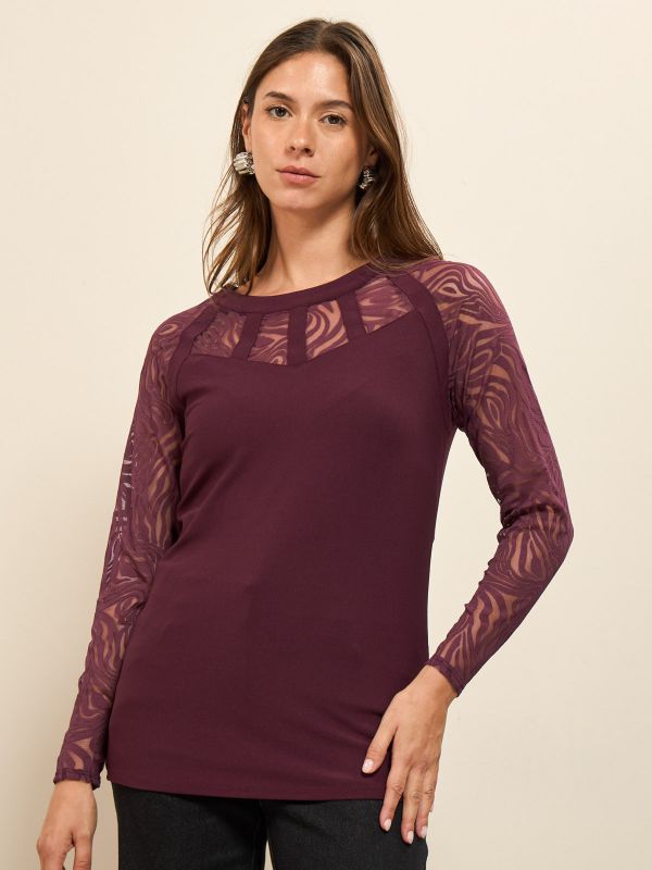 חולצת אלגנטית שילוב תחרה