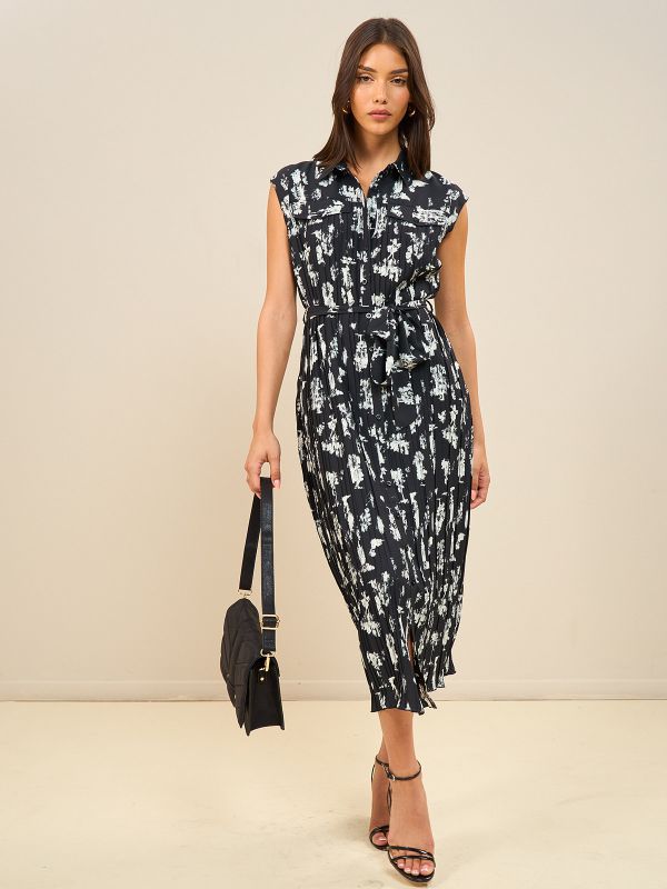 שמלת פליסה מודפסת