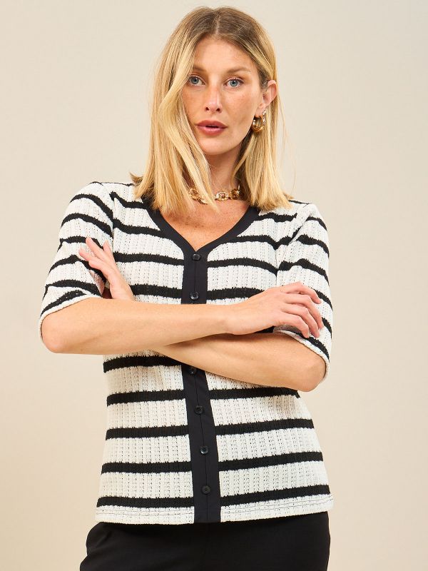 T.S פסים  עם כפתורים