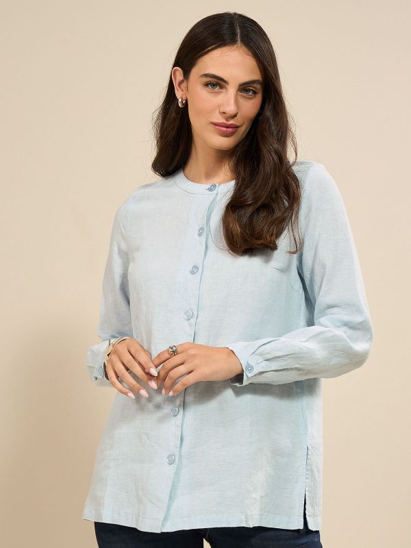 חולצת פשתן מכופתרת