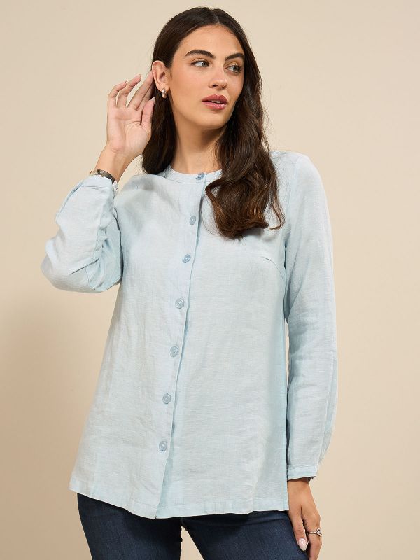 חולצת פשתן מכופתרת