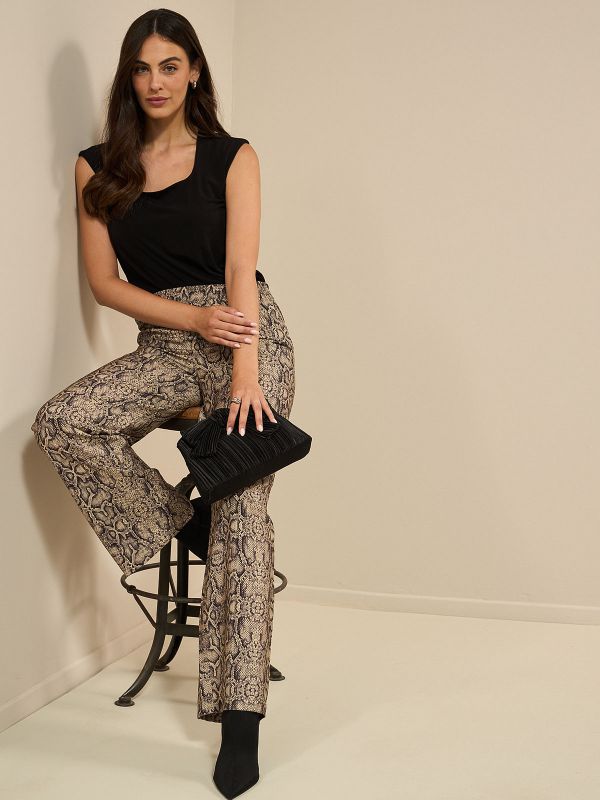 מכנס ראיון מודפס עם גומי