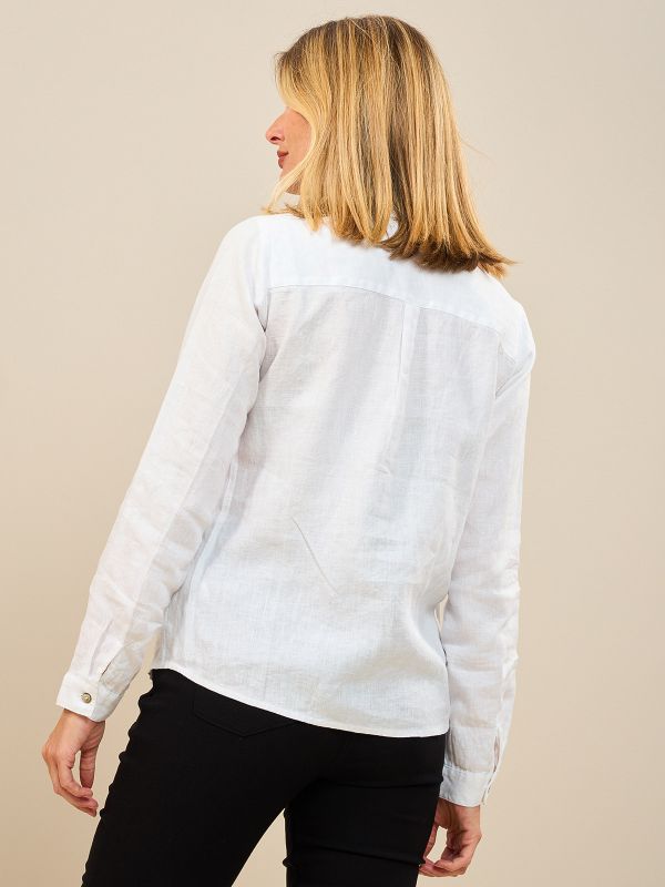 חולצת פשתן צוורון מכופתר