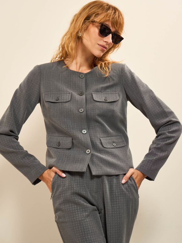 ז’קט PO טקסטורה קצר