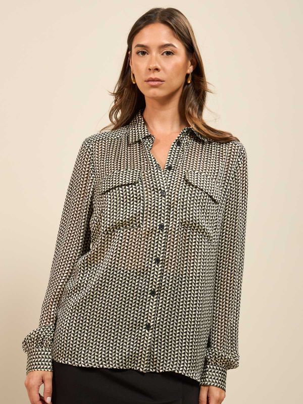 חולצת שיפון מודפסת