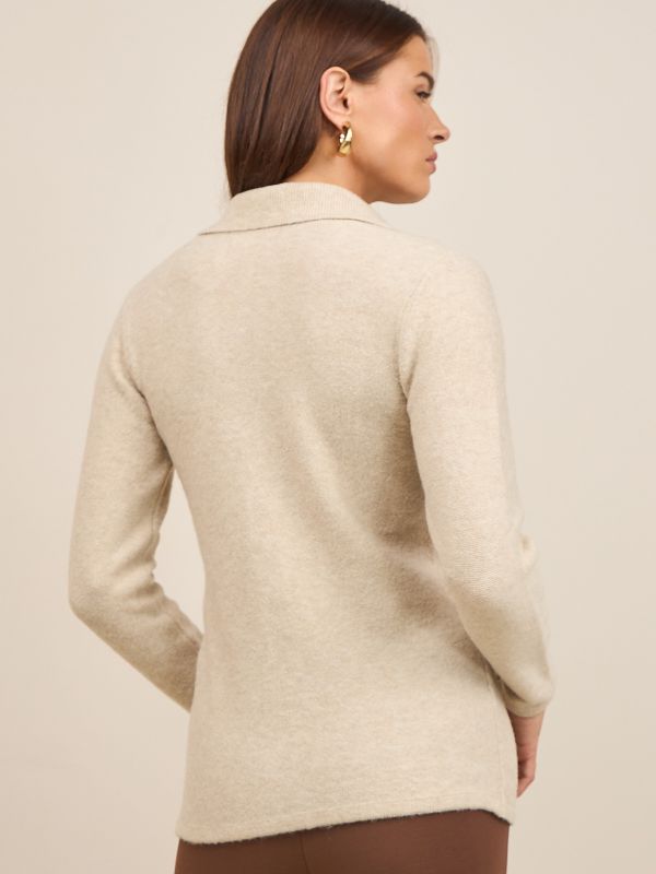 סריג מכופתר עם דש