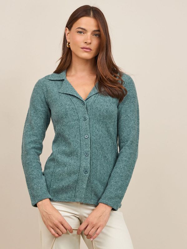 סריג מכופתר עם דש