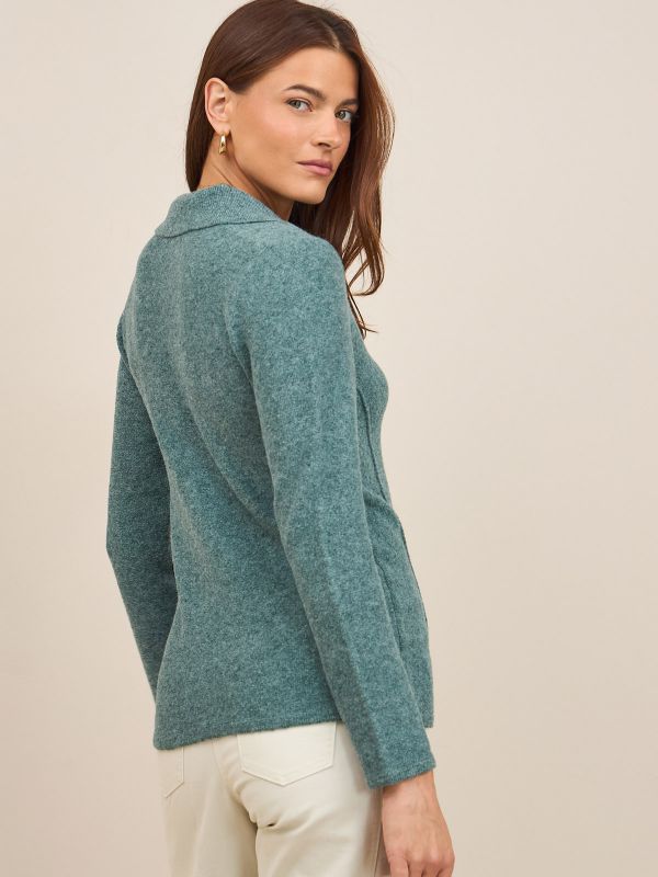 סריג מכופתר עם דש