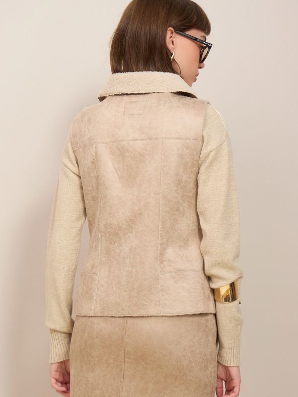 ווסט עור פרווה דמוי עור