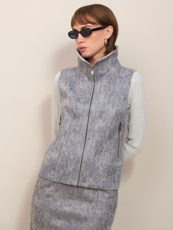 ווסט עור פרווה דמוי עור