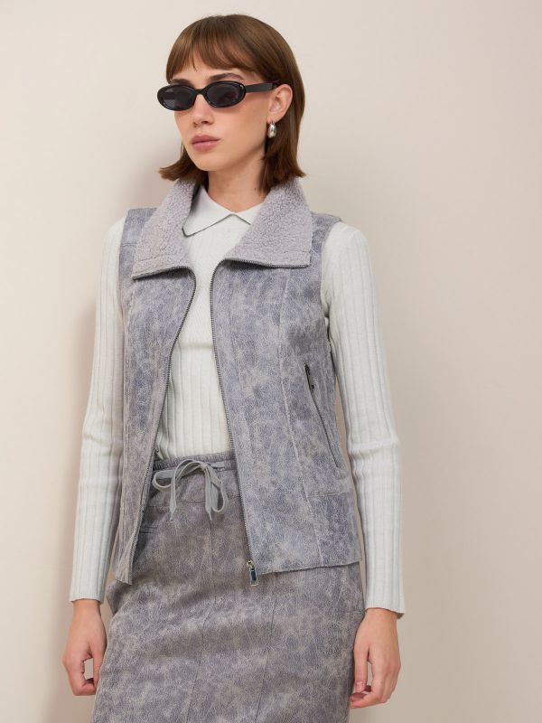 ווסט עור פרווה דמוי עור