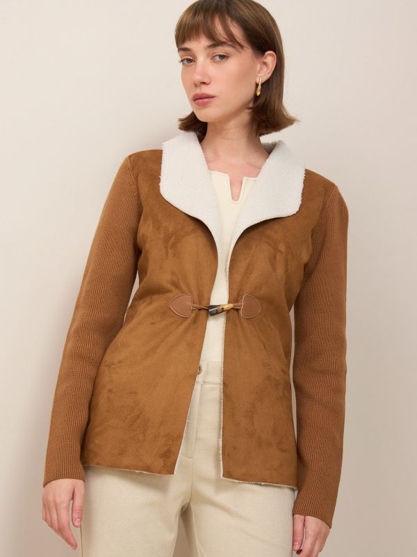 קרדיגן-סריג שילוב פרווה