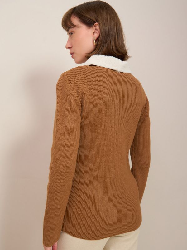 קרדיגן-סריג שילוב פרווה