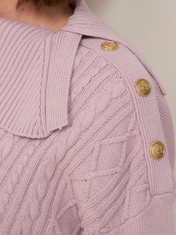 סריג עם צוארון גוף וכפתור