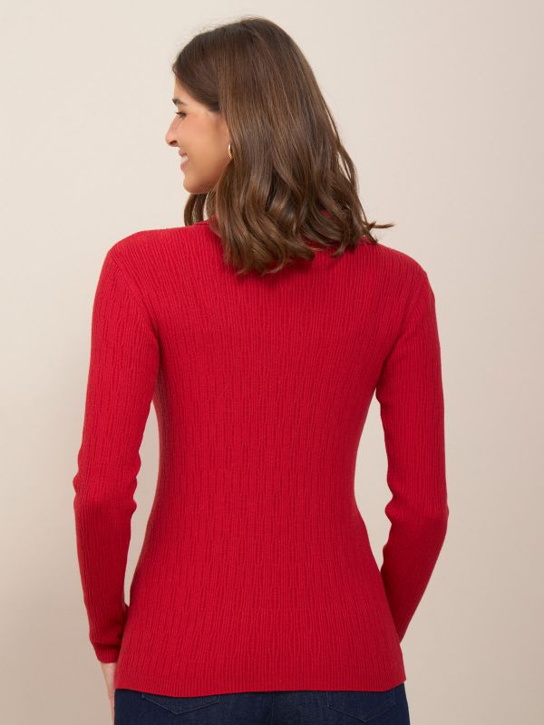 סריג ריב עם צוארון עומד