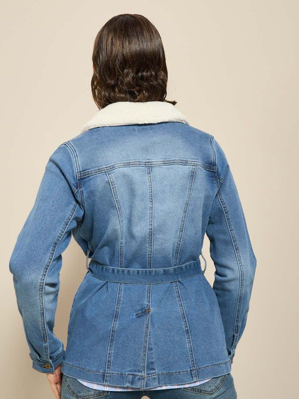 ג’קט גינס צוורון פרוה LB