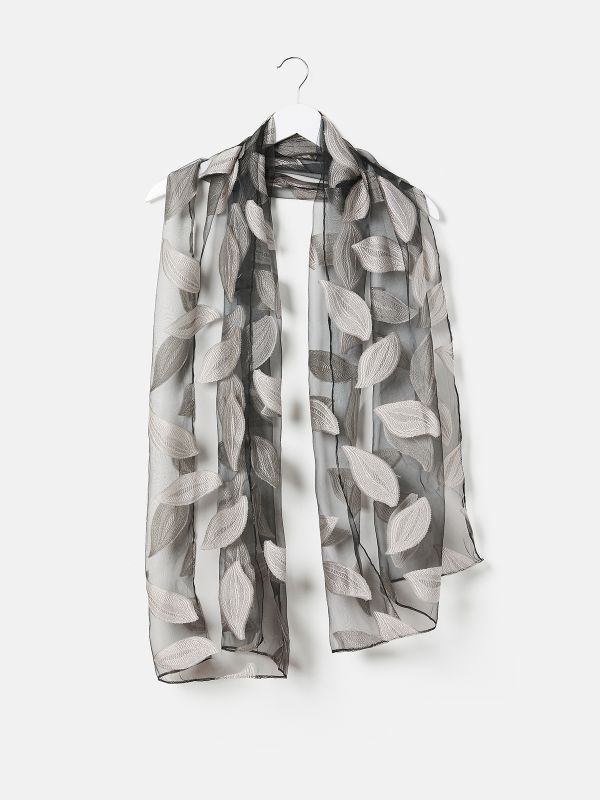 צעיף שיפון עלים רקומים