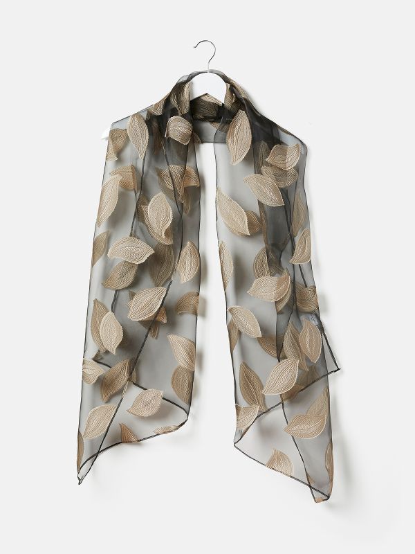 צעיף שיפון עלים רקומים