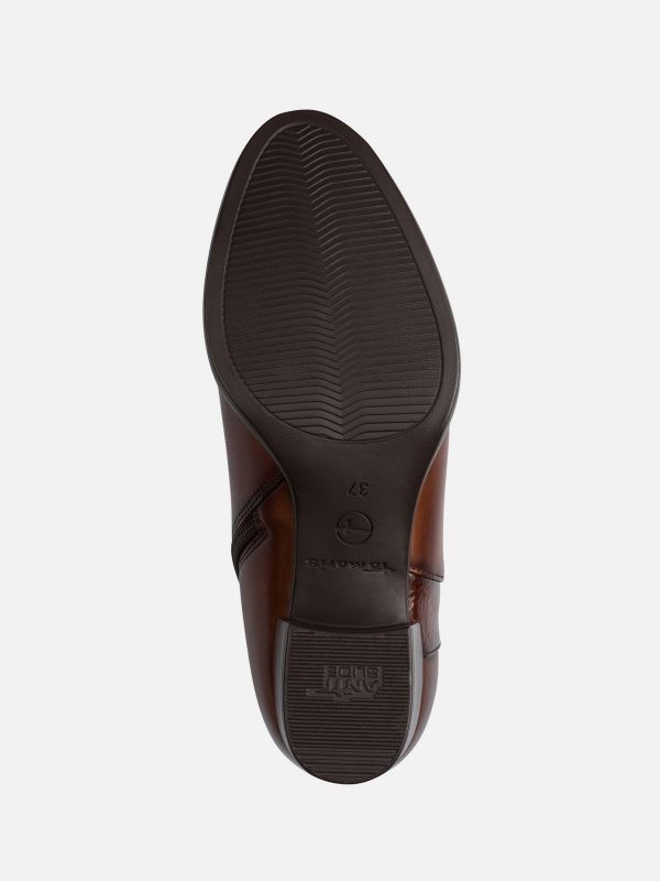 מגפון עור בעיצוב אורבני מעודכן עם רוכסן. חום מוסקט.