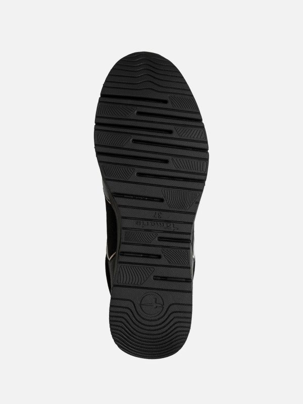 סניקרס שחור בעיטור זהב עם רוכסן וסוליה מוגבהת. תמריס TAMARIS.