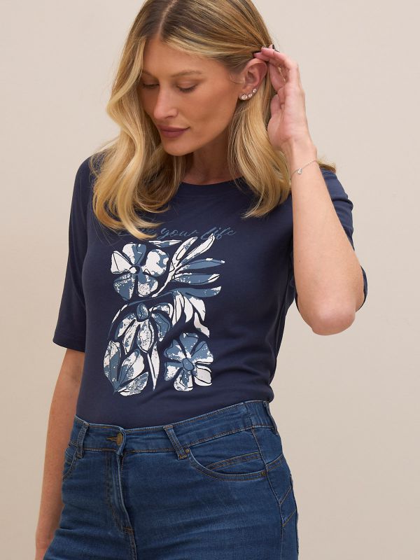 עטישרט פרומו דפוס פרחים