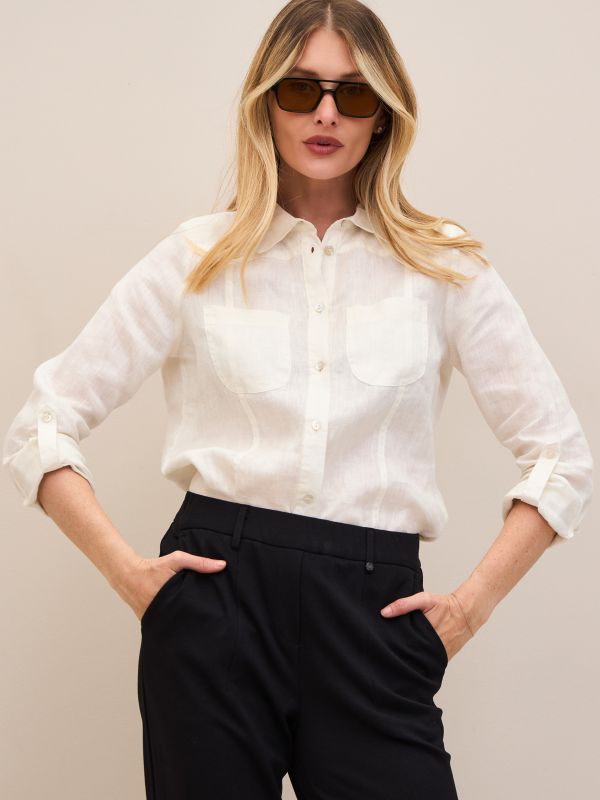 חולצת פשתן עם כיסים