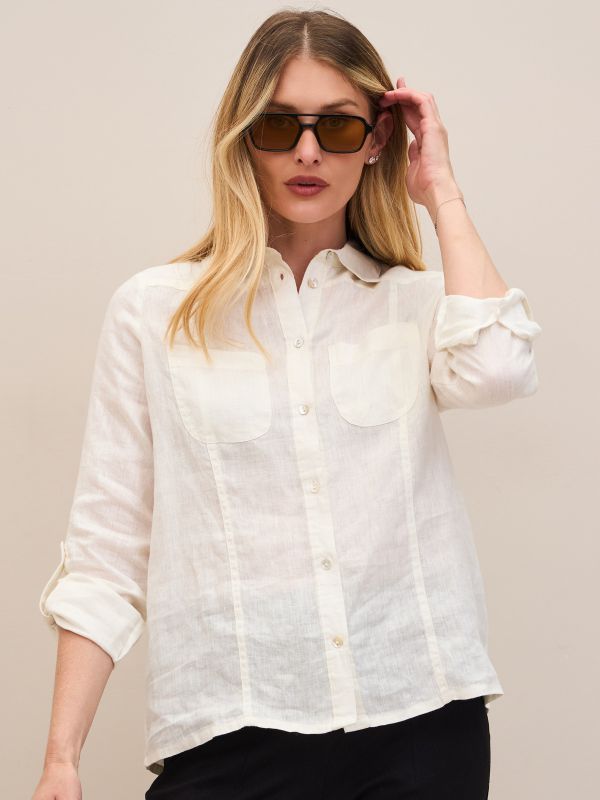 חולצת פשתן עם כיסים