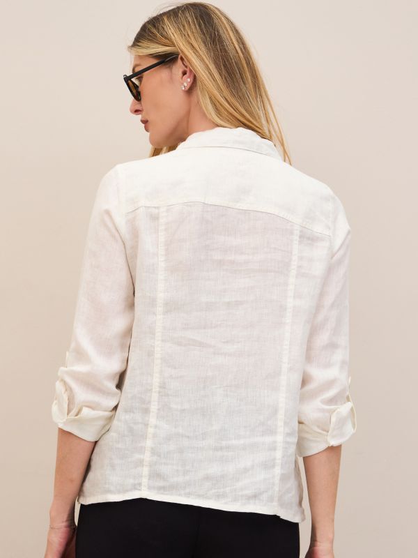 חולצת פשתן עם כיסים