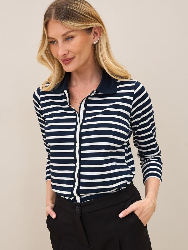 חולצת  פסים מכופתרת