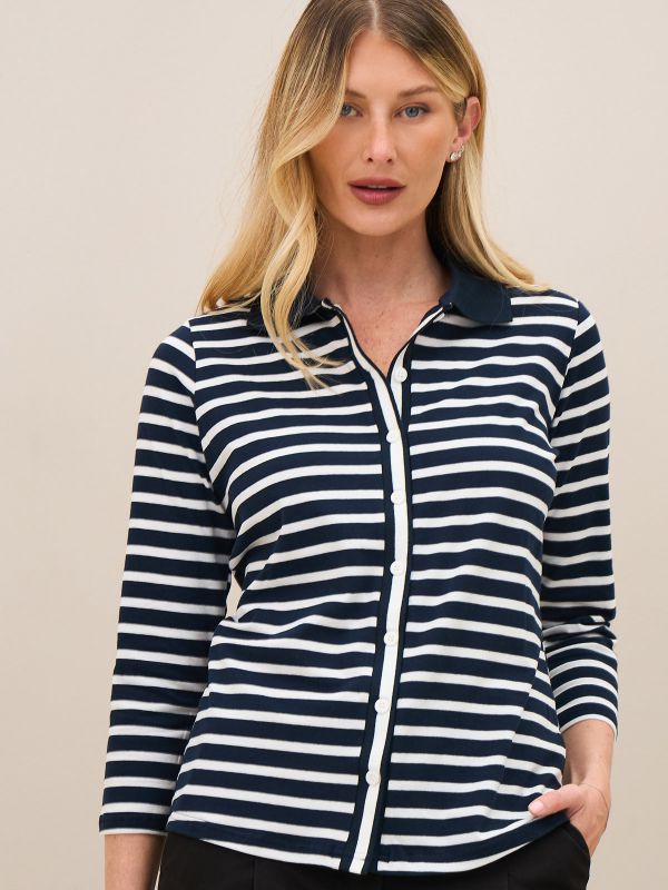 חולצת  פסים מכופתרת