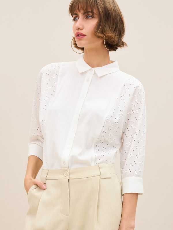 חולצת אריג שילוב תחרה