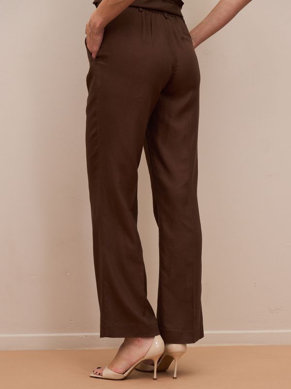 מכנסי  פשתן מחויטים