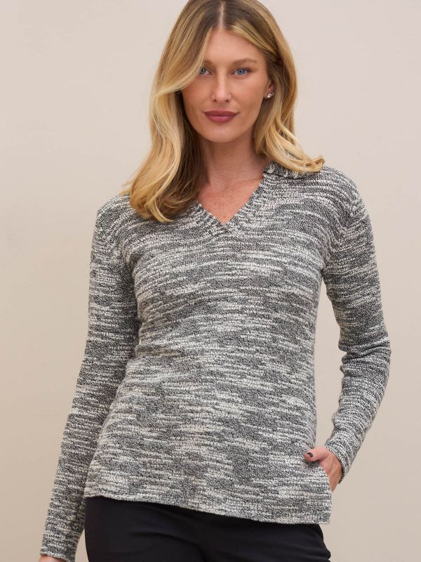 סריג וי עם  צוארון