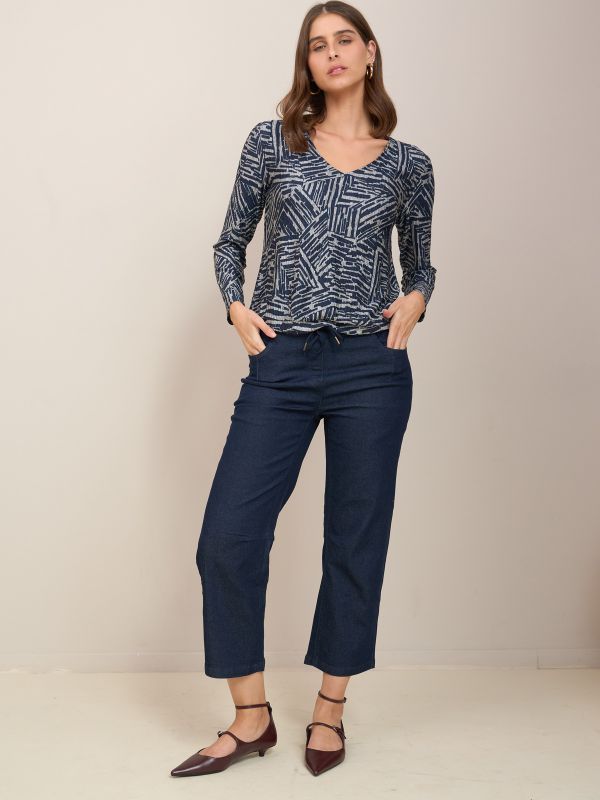 מכנס ג’ינס 7/8 גומי פרומ