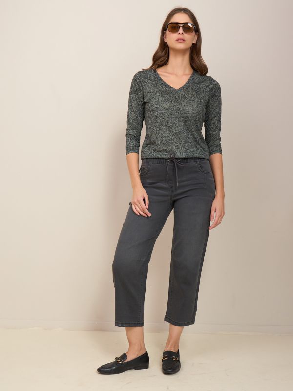 מכנס ג’ינס 7/8 גומי פרומ