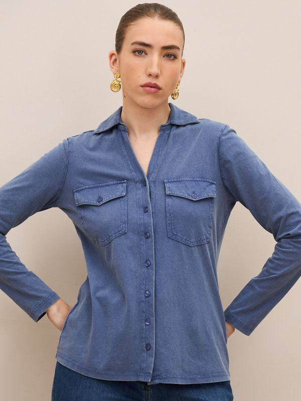 חולצת  סר יג כפתור כיסםL