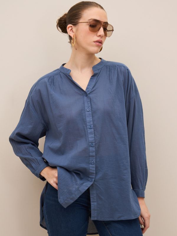 חולצה וואל עם כיווץ בכתף